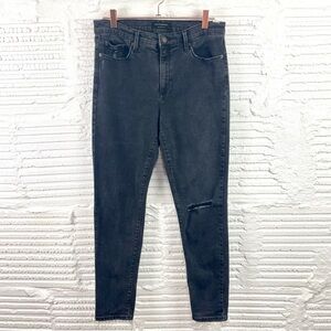 Banana Republic High Rise Skinny Jeans Black Wash Distressed Size 10